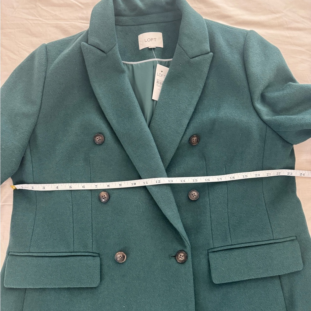 NWT LOFT Rich Teal Green Wool Coat Pea Coat - Picture 8 of 11